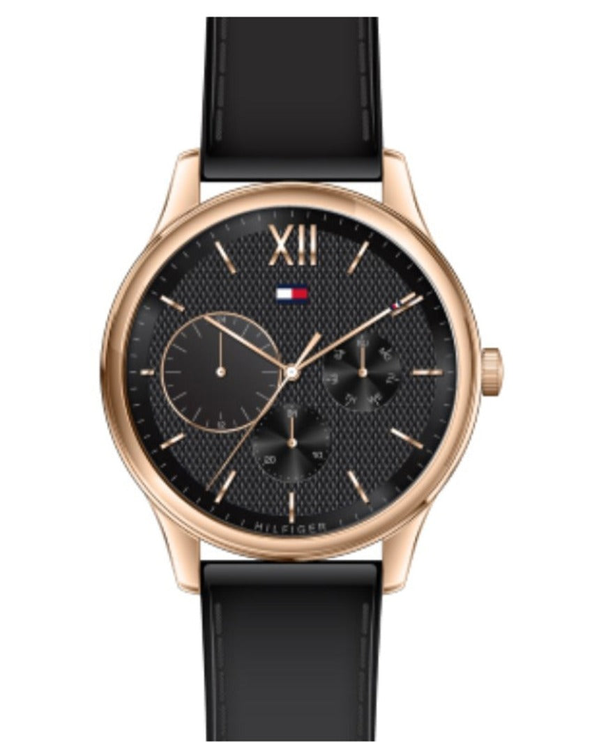  Shop Authentic Tommy Hilfiger Damon Quartz Black Dial Black Leather Strap Watch for Men - 1791419 - Luxxuri