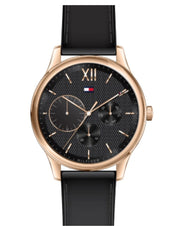  Shop Authentic Tommy Hilfiger Damon Quartz Black Dial Black Leather Strap Watch for Men - 1791419 - Luxxuri