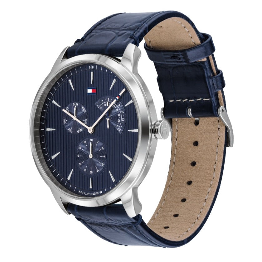 Shop Authentic Tommy Hilfiger Brad Chronograph Quartz Blue Dial Blue Leather Strap Watch For Men - 1710387 - Luxxuri
