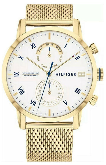  Shop Authentic Tommy Hilfiger Kane White Dial Gold Mesh Bracelet Watch for Men - 1710403 - Luxxuri