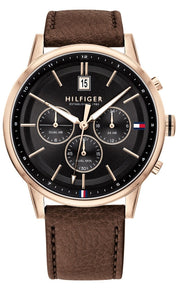  Shop Authentic Tommy Hilfiger Multi Function Chronograph Black Dial Brown Leather Strap Watch for Men - 1791631 - Luxxuri