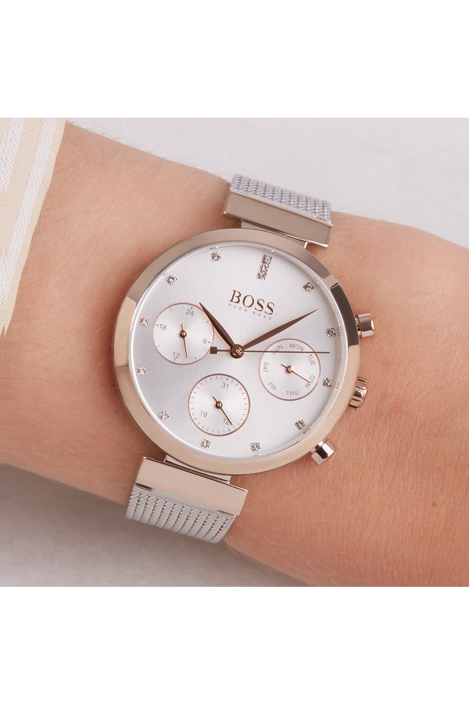  Shop Authentic Hugo Boss Flawless Silver Dial Silver Mesh Bracelet Watch for Women -1502551 - Luxxuri
