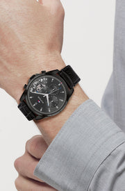  Shop Authentic Tommy Hilfiger Baker Chronograph Black Dial Black Leather Strap Watch For Men  - 1710452 - Luxxuri