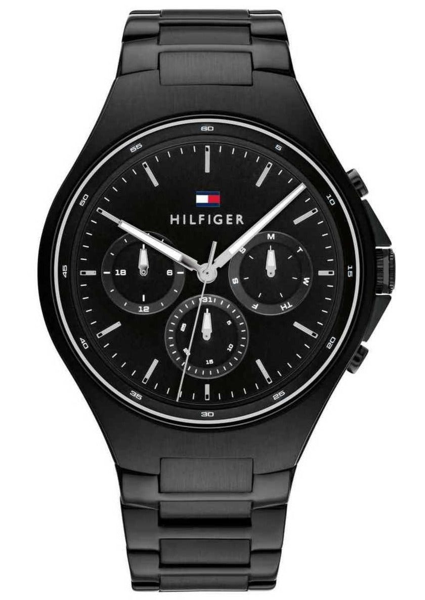  Shop Authentic Tommy Hilfiger Justin Chronograph Black Dial Black Steel Strap Watch For Men - 1792055 - Luxxuri