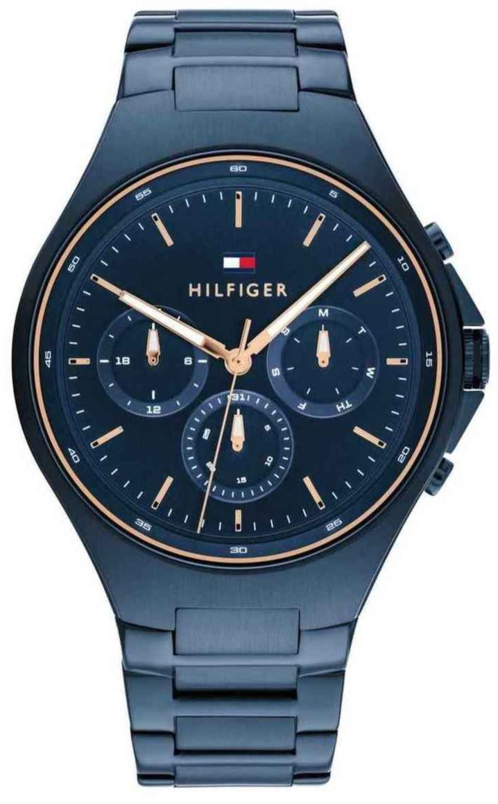  Shop Authentic Tommy Hilfiger Justin Chronograph Blue Dial Blue Steel Strap Watch For Men - 1792058 - Luxxuri