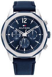  Shop Authentic Tommy Hilfiger Lars Chronograph Blue Dial Blue Leather Strap Watch For Men - 1792063 - Luxxuri