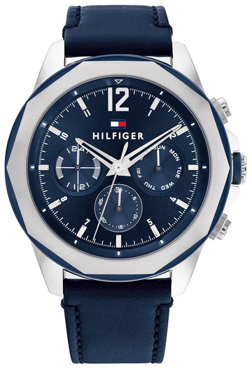  Shop Authentic Tommy Hilfiger Lars Chronograph Blue Dial Blue Leather Strap Watch For Men - 1792063 - Luxxuri