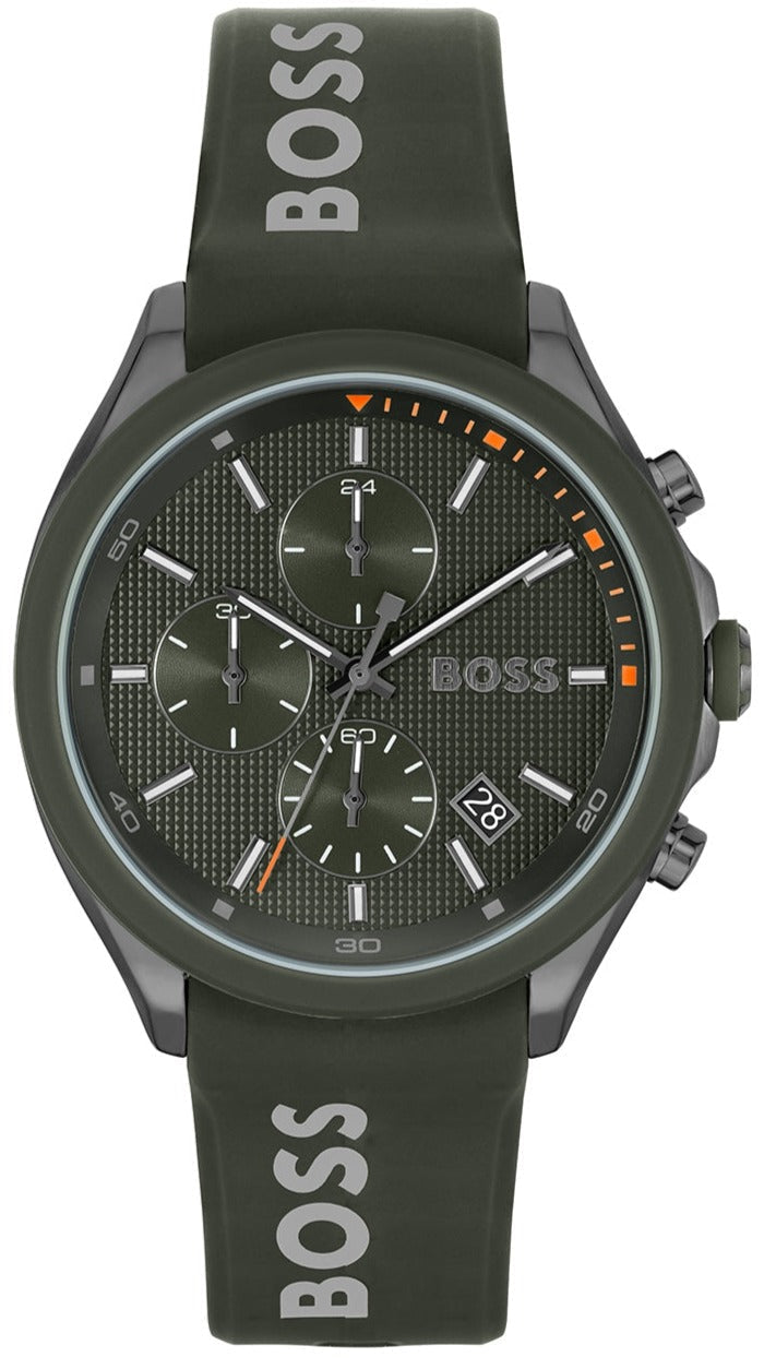  Shop Authentic Hugo Boss Velocity Chronograph Green Dial Green Rubber Strap Watch For Men - 1514060 - Luxxuri