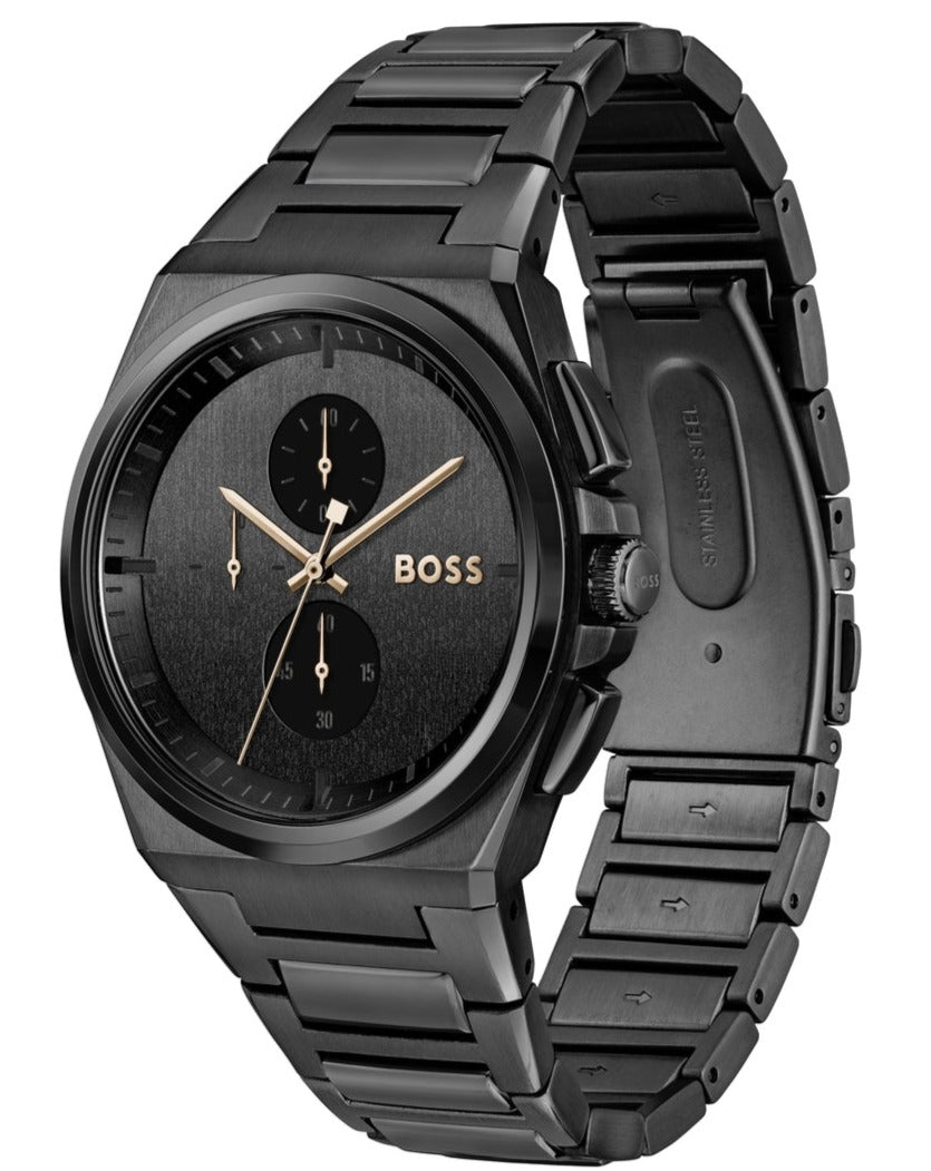  Shop Authentic Hugo Boss Steer Analog Black Dial  Black Steel Strap Watch For Men - 1514068 - Luxxuri