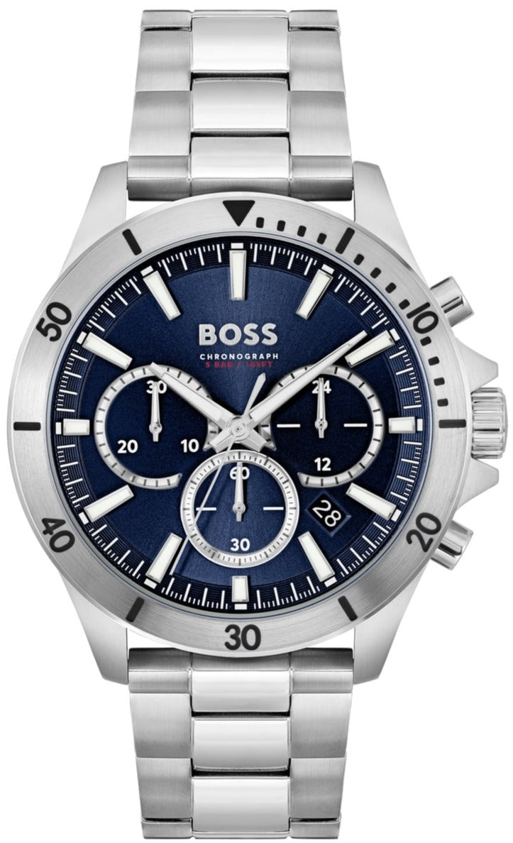  Shop Authentic Hugo Boss Troper Chronograph Blue Dial Silver Steel Strap Watch For Men - 1514069 - Luxxuri