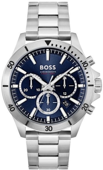  Shop Authentic Hugo Boss Troper Chronograph Blue Dial Silver Steel Strap Watch For Men - 1514069 - Luxxuri
