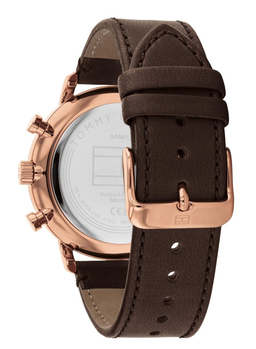  Shop Authentic Tommy Hilfiger Legend Analog Black Dial Brown Leather Strap Watch For Men - 1710566 - Luxxuri