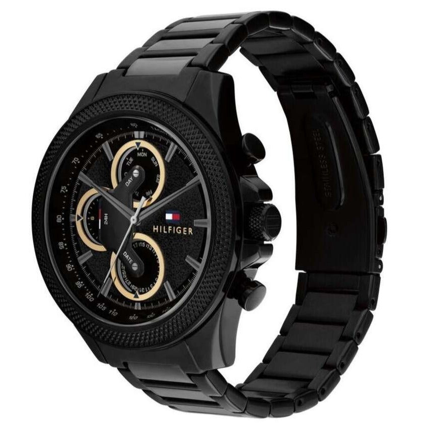  Shop Authentic Tommy Hilfiger Clark Chronograph Black Dial Black Steel Strap Watch For Men - 1792081 - Luxxuri