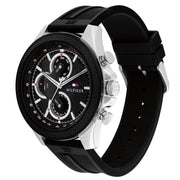  Shop Authentic Tommy Hilfiger Clark Chronograph Black Dial Black Rubber Strap Watch For Men - 1792082 - Luxxuri