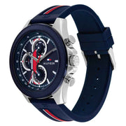  Shop Authentic Tommy Hilfiger Clark Chronograph Blue Dial Black Leather Strap Watch For Men - 1792083 - Luxxuri