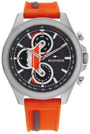  Shop Authentic Tommy Hilfiger Clark Chronograph Grey Dial Orange Rubber Strap Watch For Men - 1792084 - Luxxuri