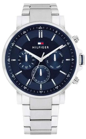  Shop Authentic Tommy Hilfiger Tyson Chronograph Blue Dial Silver Steel Strap Watch For Men - 1710588 - Luxxuri
