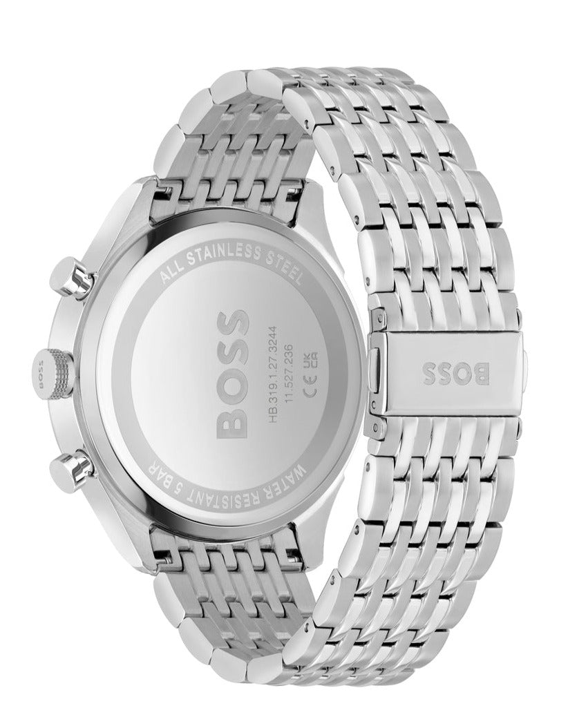  Shop Authentic Hugo Boss Gregor Chronograph Black Dial Silver Steel Strap Watch For Men - 1514082 - Luxxuri