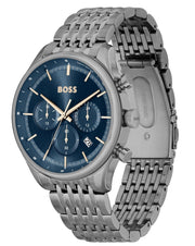  Shop Authentic Hugo Boss Gregor Chronograph Blue Dial Grey Steel Strap Watch For Men - 1514083 - Luxxuri