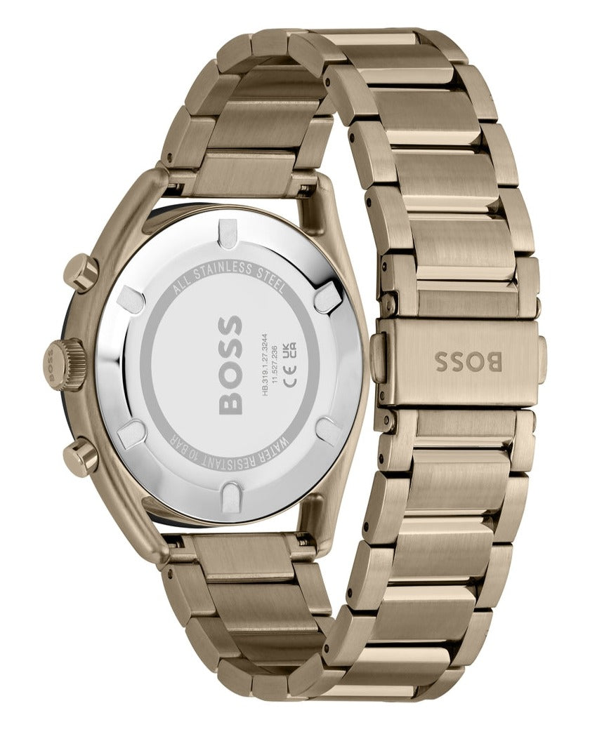  Shop Authentic Hugo Boss Classic Chronograph Green Dial Beige Gold Steel Strap Watch For Men - 1514019 - Luxxuri