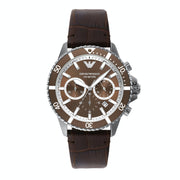  Shop Authentic Emporio Armani Diver Chronograph Brown Dial Brown Leather Strap Watch For Men - AR11486 - Luxxuri