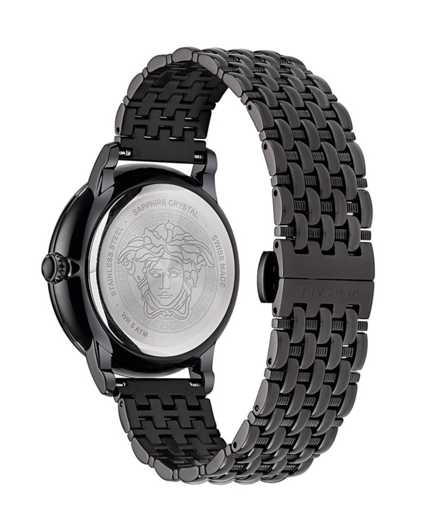  Shop Authentic Versace Palazzo Empire Quartz Black Dial Black Steel Strap Watch For Men - VEDB00518 - Luxxuri