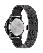  Shop Authentic Versace Palazzo Empire Quartz Black Dial Black Steel Strap Watch For Men - VEDB00518 - Luxxuri