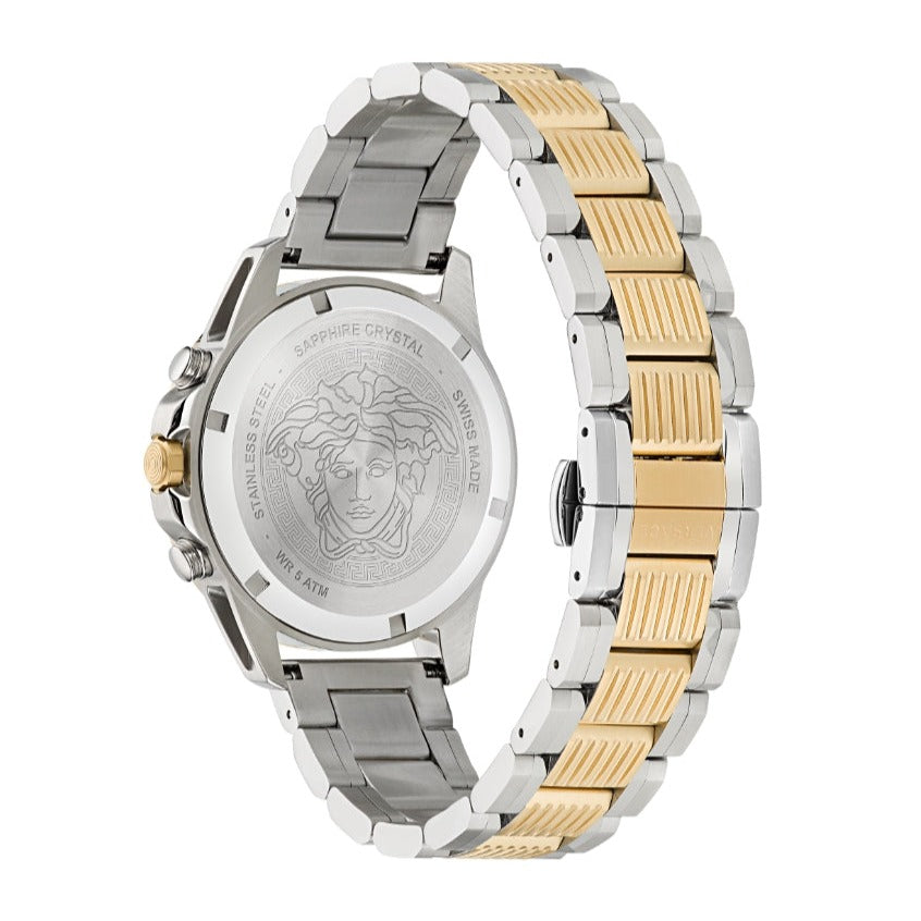  Shop Authentic Versace Greca Action Chronograph Quartz Silver Dial Two Tone Steel Strap Watch for Men - VE3J00522 - Luxxuri