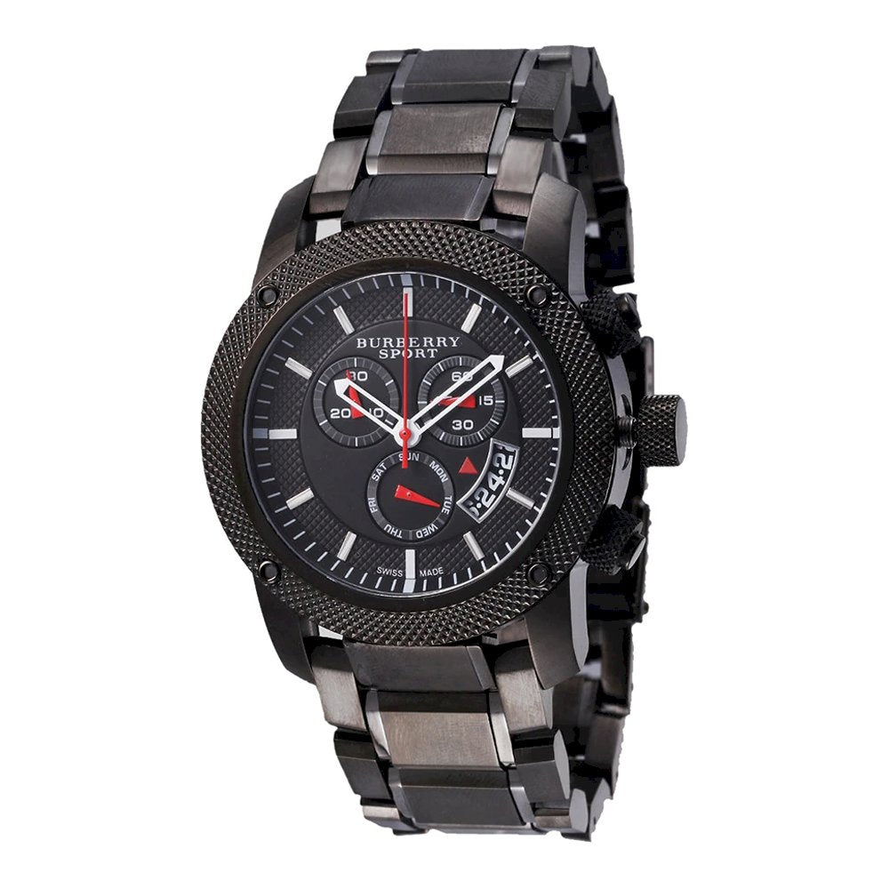  Shop Authentic Burberry Sport Chronograph Black Dial Black Steel Strap Watch for Men - BU7703 - Luxxuri