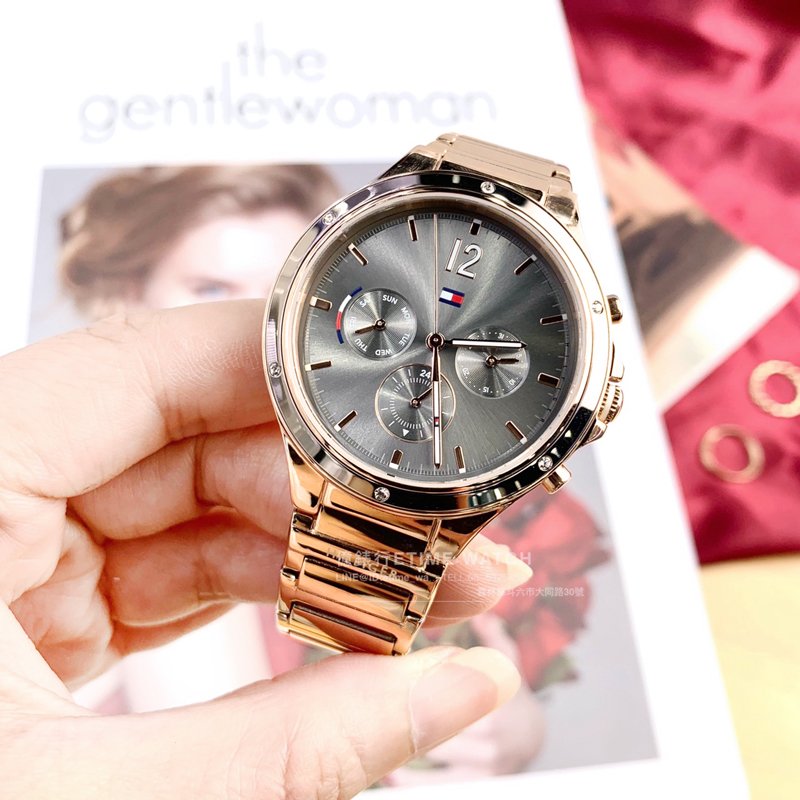  Shop Authentic Tommy Hilfiger Eve Chronograph Quartz Grey Dial Rose Gold Steel Strap Watch For Women - 1782277 - Luxxuri