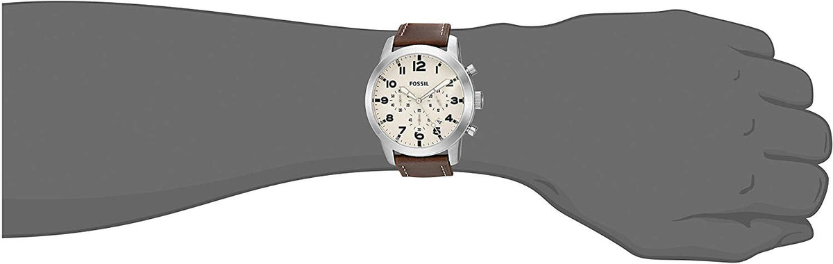 Shop Authentic Fossil Pilot Chronograph White Dial Brown Leather Strap Watch for Men - FS5146 - Luxxuri