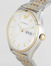  Shop Authentic Emporio Armani Cream Dial Two Tone Steel Strap Watch For Men - AR11034 - Luxxuri