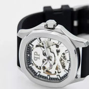 Philipp Plein High-Conic Automatic Silver Dial Black Silicone Strap Watch For Men- PWRAA0123