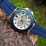  Shop Authentic Guess Force White Dial Blue Rubber Strap Watch For Men - W0674G4 - Luxxuri