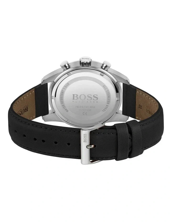  Shop Authentic Hugo Boss Skymaster Black Dial Black Leather Strap Watch for Men - 1513782 - Luxxuri