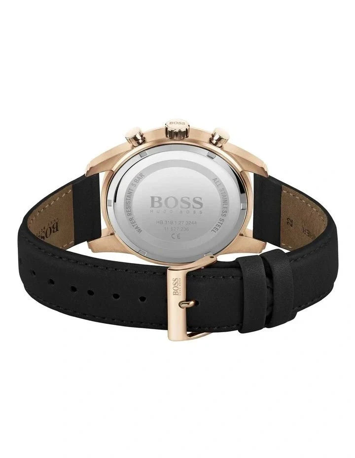  Shop Authentic Hugo Boss Skymaster Chronograph Blue Dial Black Leather Strap Watch for Men - 1513783 - Luxxuri