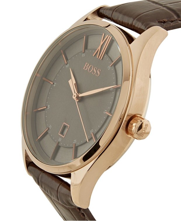  Shop Authentic Hugo Boss Ambassador Grey Dial Brown Leather Strap Watch for Men - 1513387 - Luxxuri