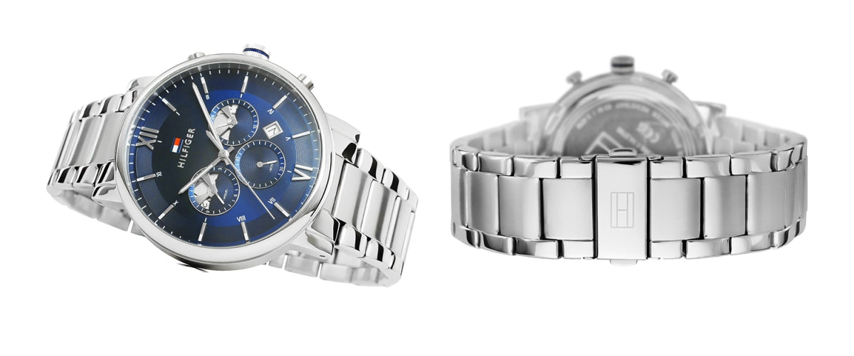  Shop Authentic Tommy Hilfiger Evan Chronograph Blue Dial Silver Steel Strap Watch For Men - 1710409 - Luxxuri