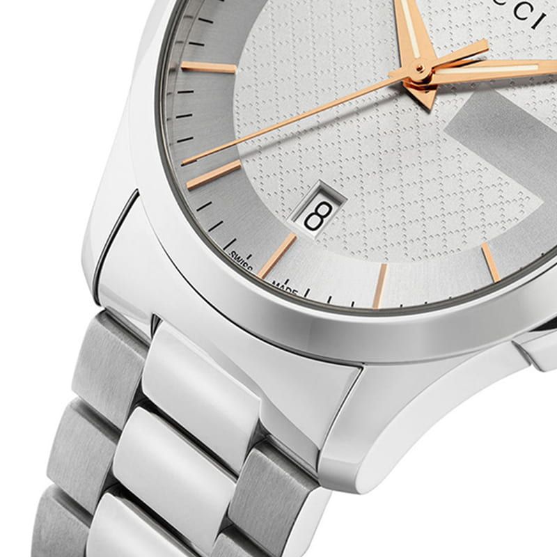 Shop Authentic Gucci G Timeless Silver Dial Silver Steel Strap Unisex Watch - YA126442 - Luxxuri
