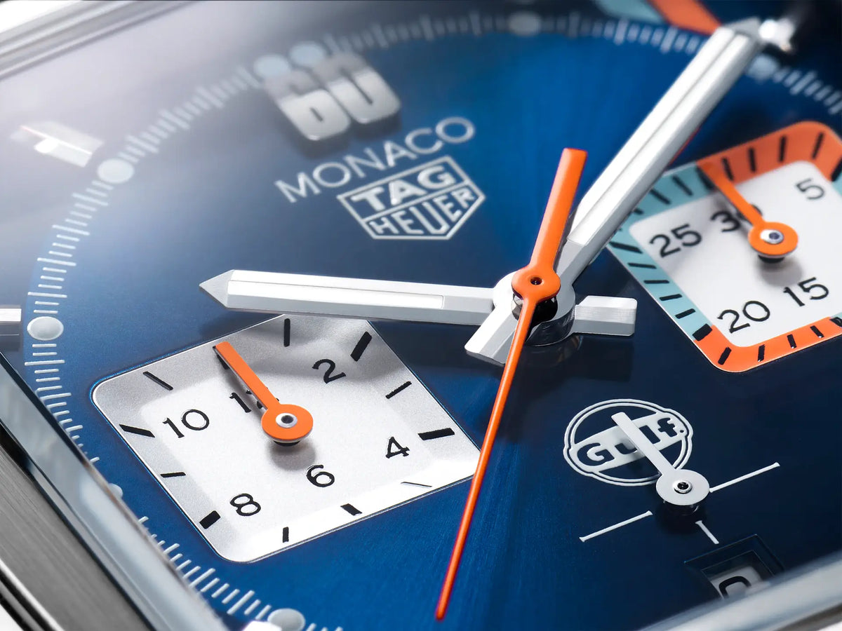  Shop Authentic Tag Heuer Monaco Gulf Automatic Chronograph Blue Dial Blue Leather Strap Watch for Men - CBL2115.FC6494 - Luxxuri