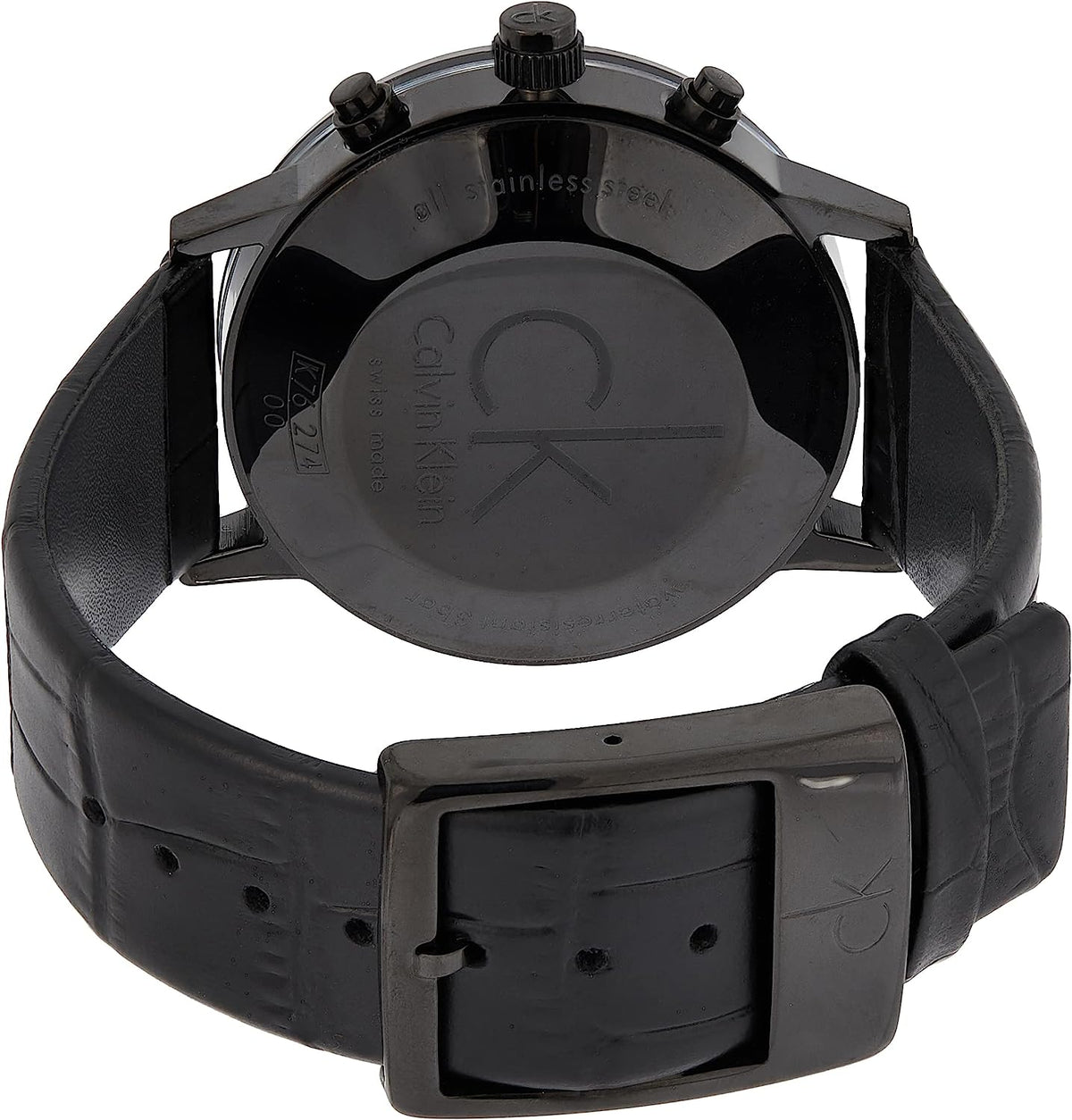  Shop Authentic Calvin Klein Post Minimal Chronograph Black Dial Black Leather Strap Watch for Men - K7627401 - Luxxuri