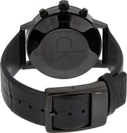  Shop Authentic Calvin Klein Post Minimal Chronograph Black Dial Black Leather Strap Watch for Men - K7627401 - Luxxuri