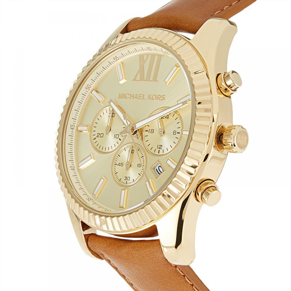  Shop Authentic Michael Kors Lexington Chronograph Gold Dial Brown Leather Strap Watch For Men - MK8447 - Luxxuri