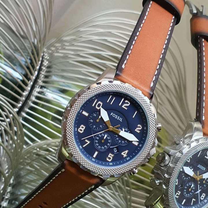  Shop Authentic Fossil Bowman Chronograph Blue Dial Brown Leather Strap Watch for Men - FS5602 - Luxxuri