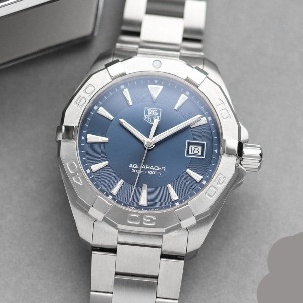  Shop Authentic Tag Heuer Aquaracer Quartz Blue Dial Silver Steel Strap Watch for Men - WAY1112.BA0928 - Luxxuri