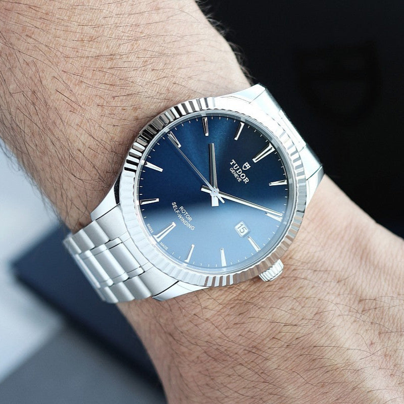  Shop Authentic Tudor Style Automatic Blue Dial Silver Steel Strap Watch for Men - M12710-0013 - Luxxuri