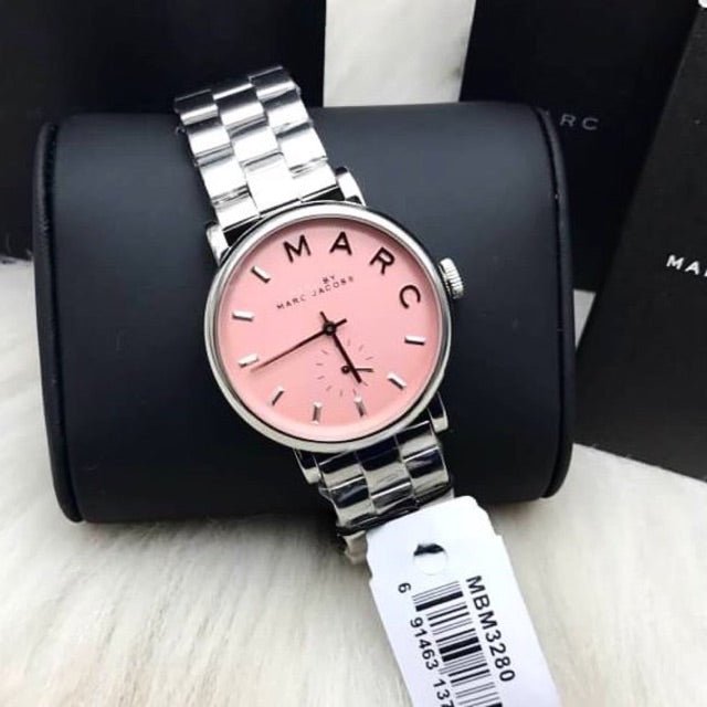  Shop Authentic Marc Jacobs Baker Pink Dial Silver Steel Strap Watch for Women - MBM3280 - Luxxuri