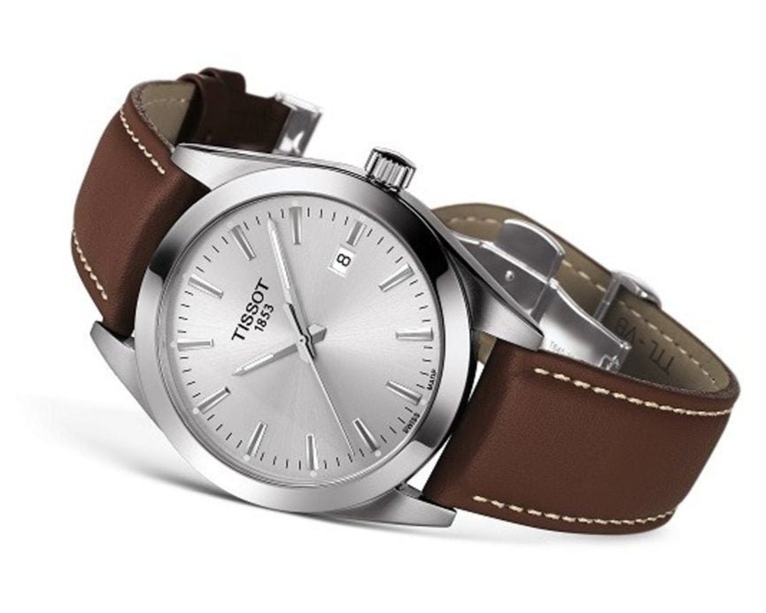  Shop Authentic Tissot Gentleman Powermatic 80 Silicium Silver Dial Brown Leather Strap Watch For Men - T127.407.16.031.00 - Luxxuri