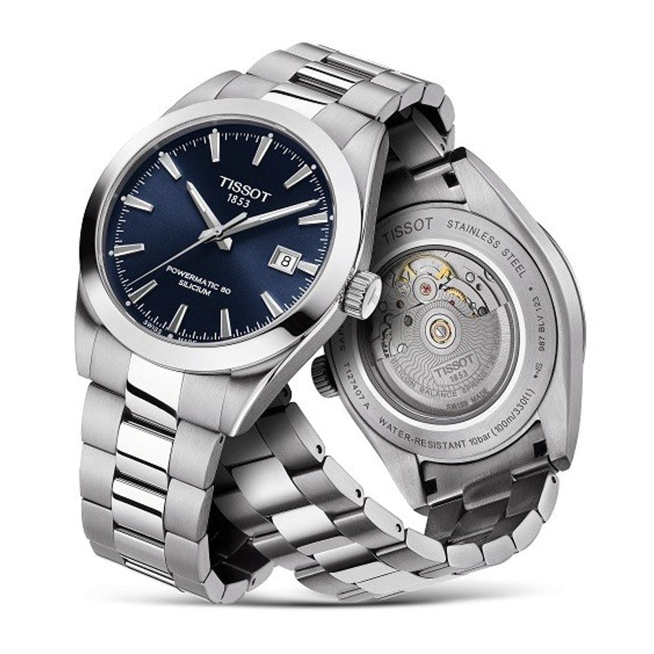  Shop Authentic Tissot Gentlemen Powermatic 80 Silicium Blue Dial Silver Steel Strap Watch For Men - T127.407.11.041.00 - Luxxuri