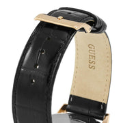  Shop Authentic Guess Delancy Quartz Silver Dial Black Leather Strap Watch For Men - W0870G2 - Luxxuri